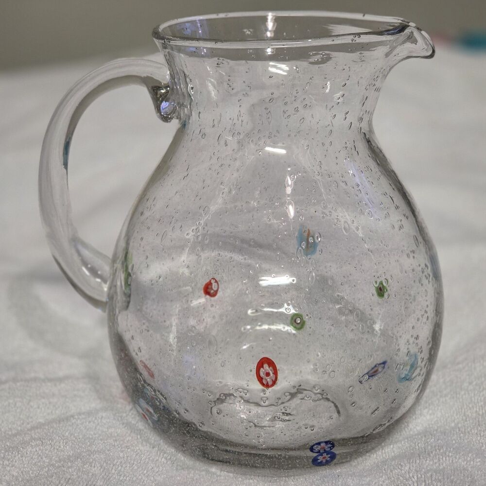 MILLEFIORI GLASS PITCHER Murano Italy - Picture 4 of 5
